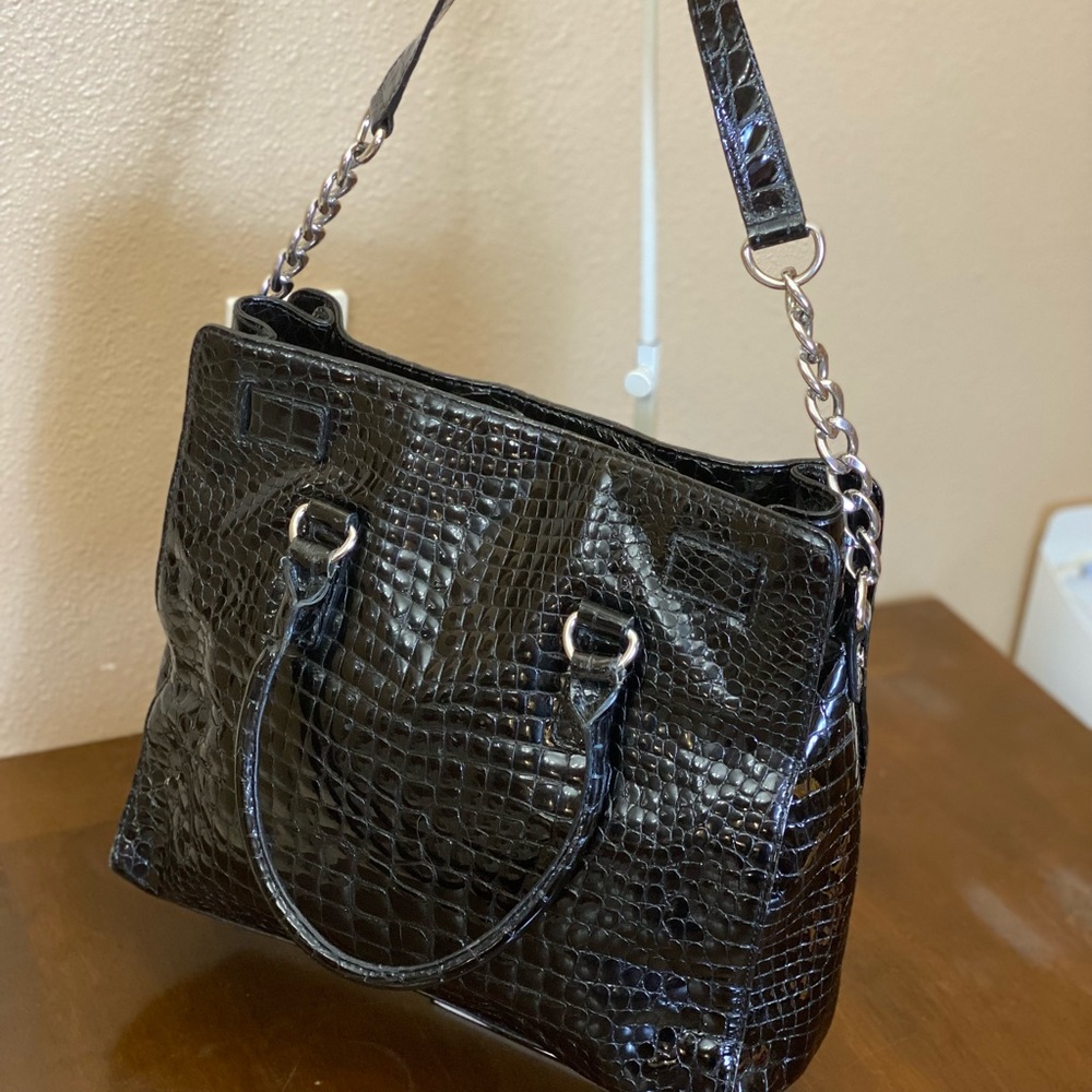 Michael Kors Black Embossed Snakeskin Leather Tote - Picture 6 of 15